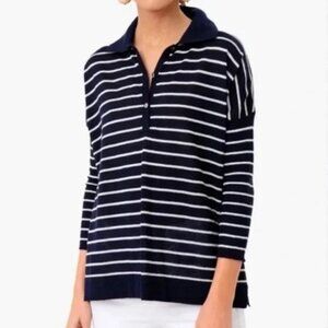 Tuckernuck Navy & White Striped Clayton Polo Sweater